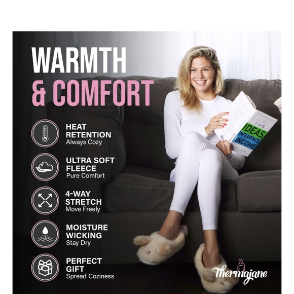 THERMAJANE Blue Thermal Base Layer Set Crew Neck Top and Pants NEW Women's XL - Picture 6 of 10